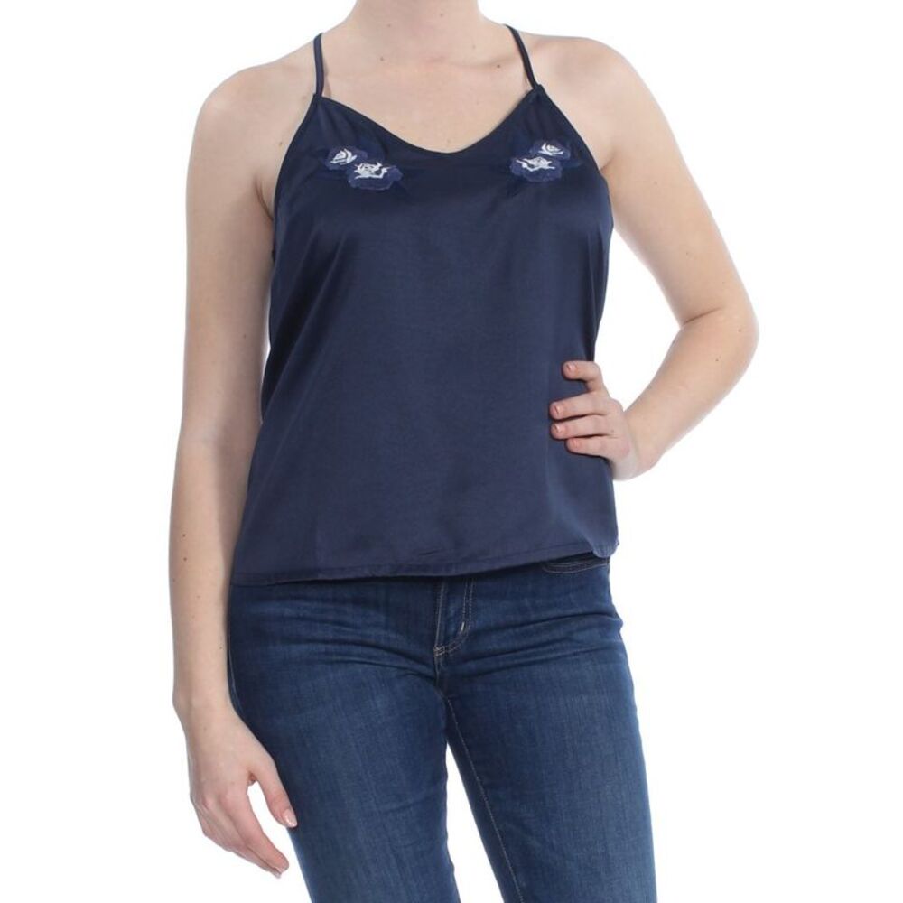 ROXY Womens Navy Camisole Spaghetti Strap V Neck Tank Top M